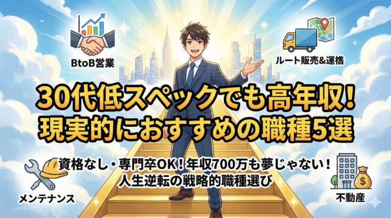 30代低スペックでも高年収！おすすめの職種で人生大逆転だわ