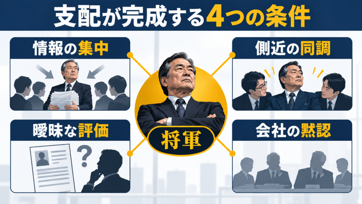 将軍と側近による職場支配が完成する4つの条件