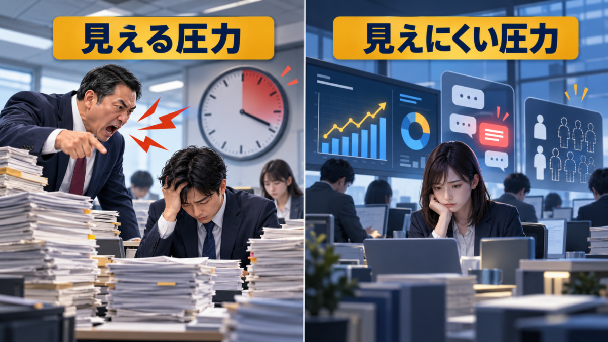 昭和型の見える圧力と令和型の見えにくい圧力の比較