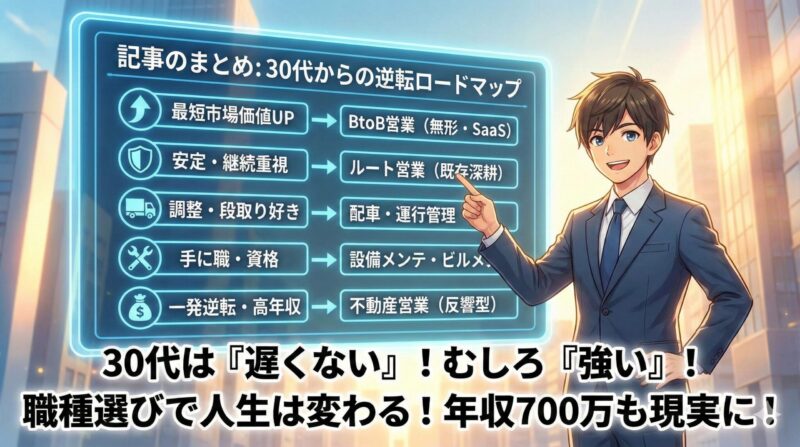 30代低スペックでも高年収！おすすめの職種で人生大逆転だわ：まとめ