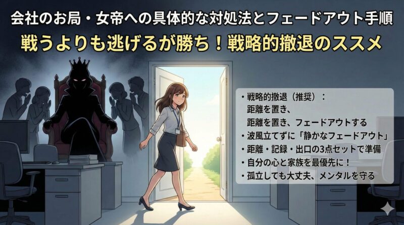 会社のお局・女帝への具体的な対処法とフェードアウト手順
