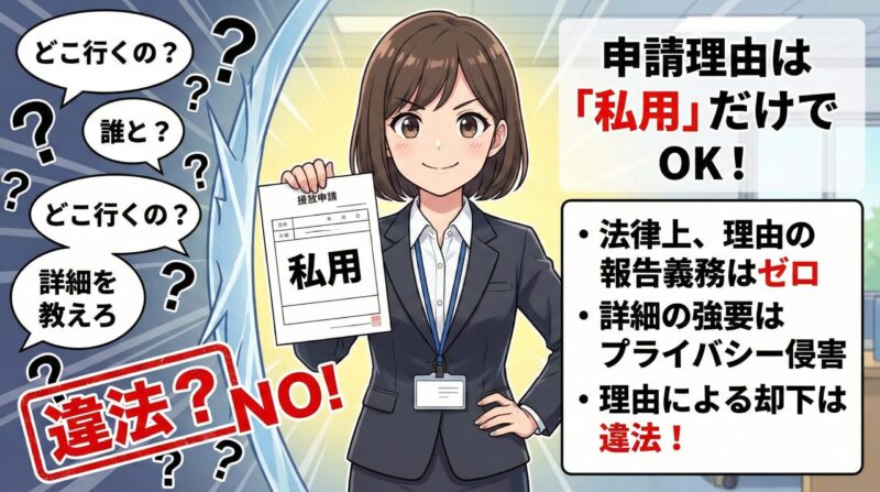有給休暇：申請理由は「私用」でOK！会社・上司が詳細を聞くのは違法か？
