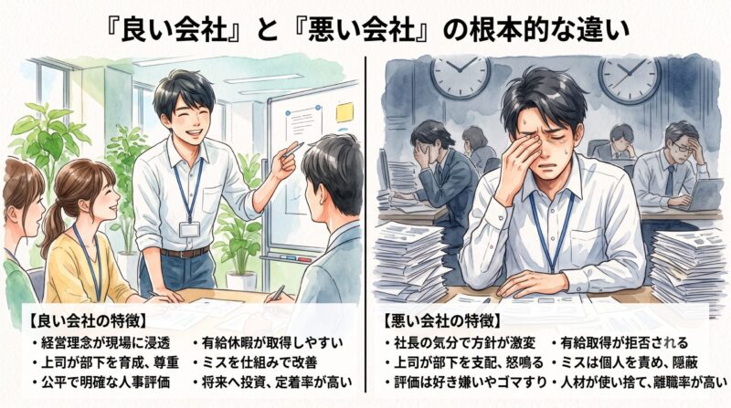 良い会社と悪い会社の比較表と根本的な違い