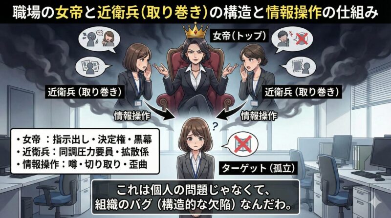 職場の女帝と近衛兵（取り巻き）の構造と情報操作の仕組み