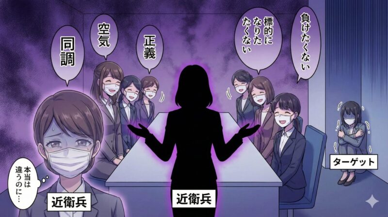 職場の女帝・お局の心理と対処法！取り巻き近衛兵の構造を完全解説：「近衛兵」の特徴と忠誠心で空気を固める心理