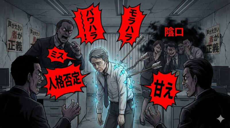 ブラック企業の特徴25選!診断でわかる辞め時と対処法:【人間関係・ハラスメント系】心が削られる戦場