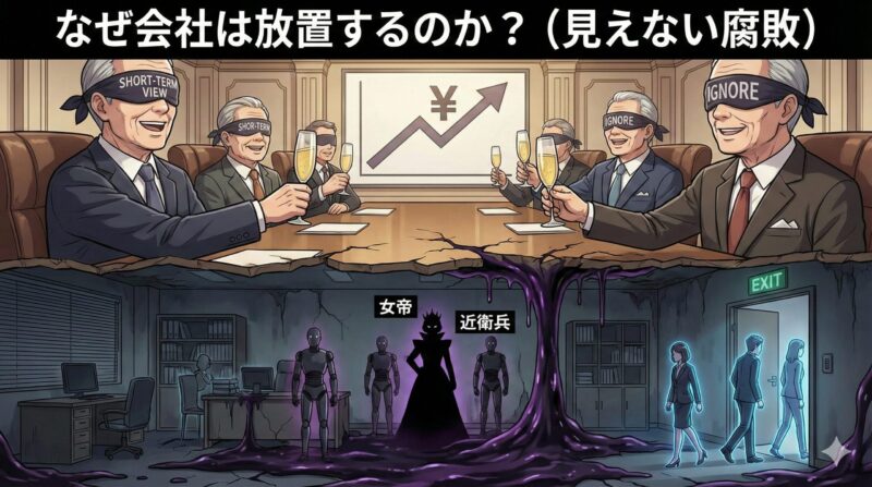 職場の女帝と近衛兵が招く末路!組織崩壊の5段階と脱出法