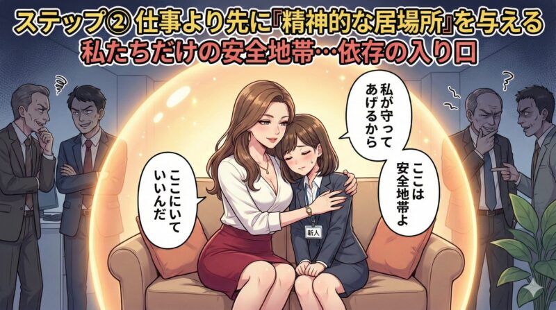 職場の女帝と若手近衛兵！徴兵される心理と仕事への悪影響：ステップ② 仕事より先に「精神的な居場所」を与える