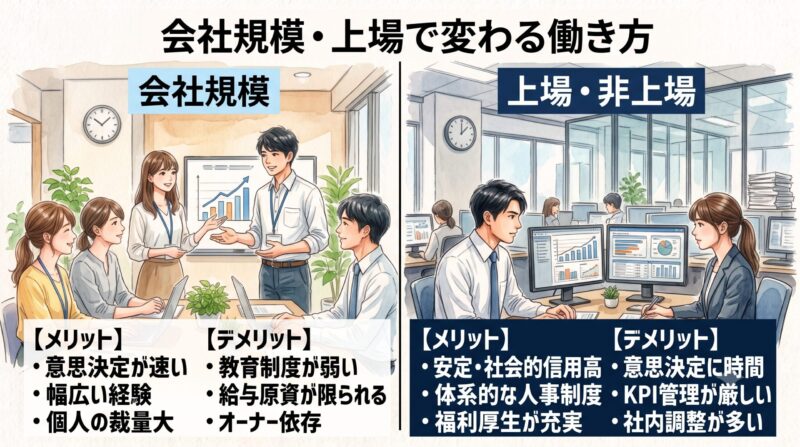 会社規模や上場・非上場でどう変わる？