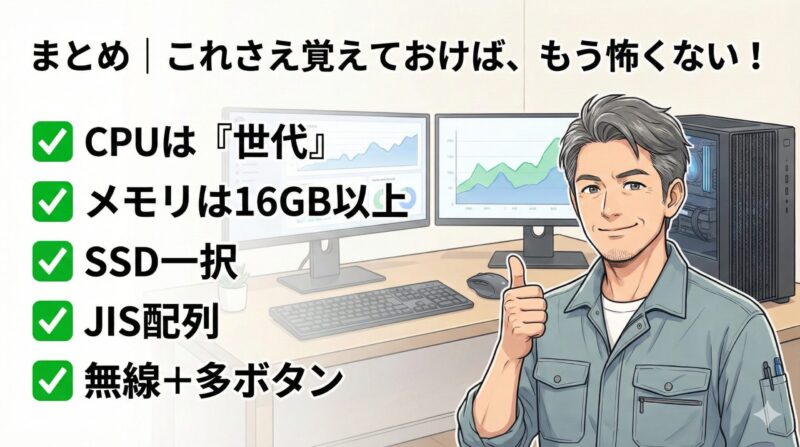 【初心者必見】失敗しないPCの選び方!おじさんが後悔しない推奨スペック