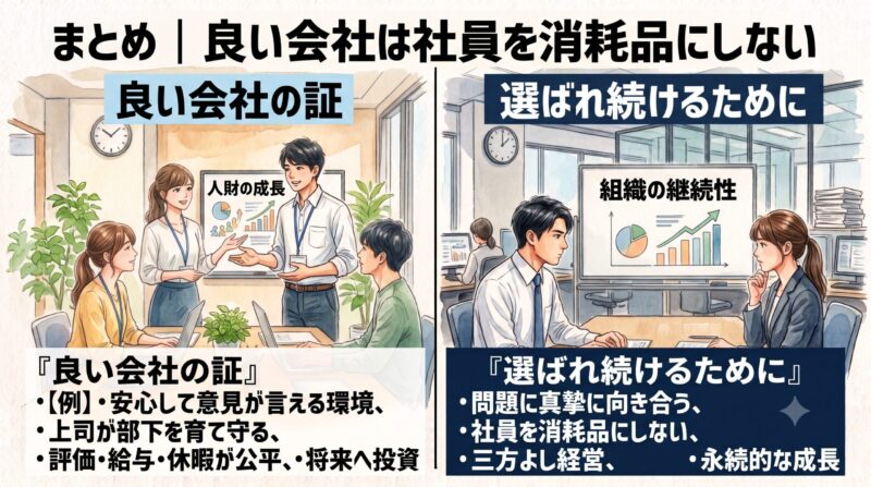 まとめ｜良い会社は社員を消耗品にしない