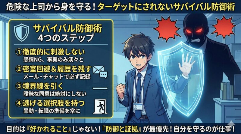 危険な上司から身を守る!ターゲットにされないサバイバル防御術