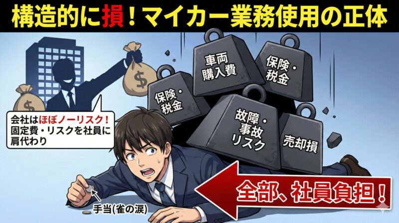【マイカー制度】社用車と自家用車どっちが正解か？構造的に損をする「マイカー業務使用」の正体