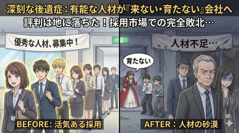 職場の女帝が有能社員を排除！いじめ退職後に起きる組織崩壊の末路：深刻な後遺症：有能な人材が「来ない・育たない」会社へ