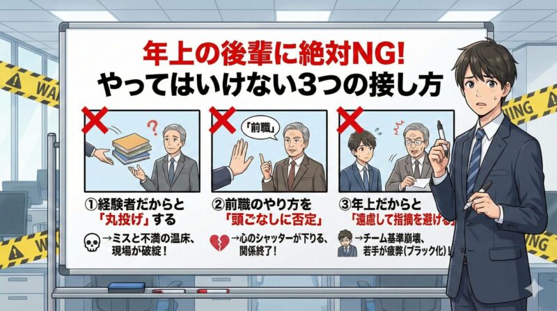 年上の後輩に対して絶対にやってはいけないNGな接し方