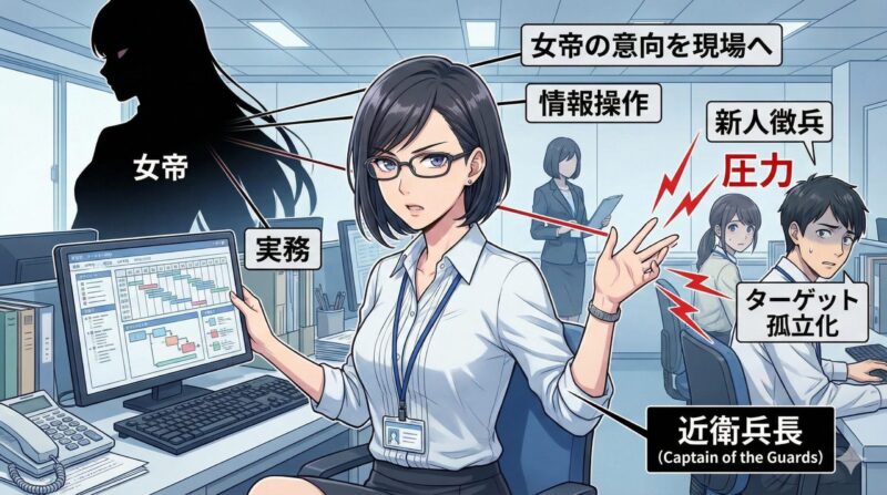 職場の女帝・お局の心理と対処法！取り巻き近衛兵の構造を完全解説：「近衛兵長」の特徴は実務と圧力のハイブリッド