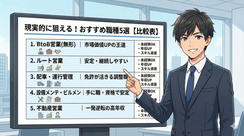 現実的に狙える！おすすめ職種5選【比較表】