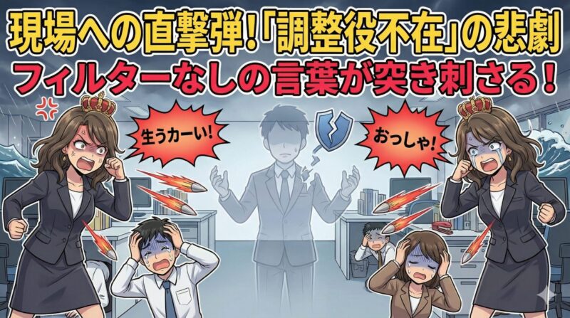 職場の女帝と近衛兵長！退職後に訪れる崩壊の連鎖と対処法：現場への直撃弾！「調整役不在」の悲劇