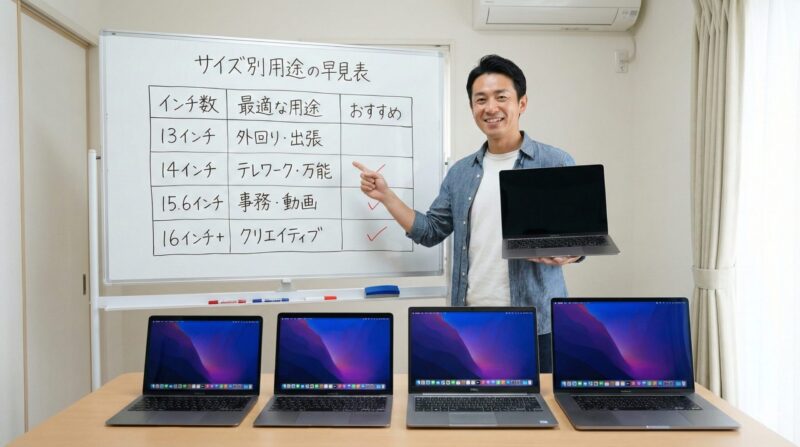 ノートパソコンのサイズ別の用途を徹底解説！持ち運び用？据え置き？