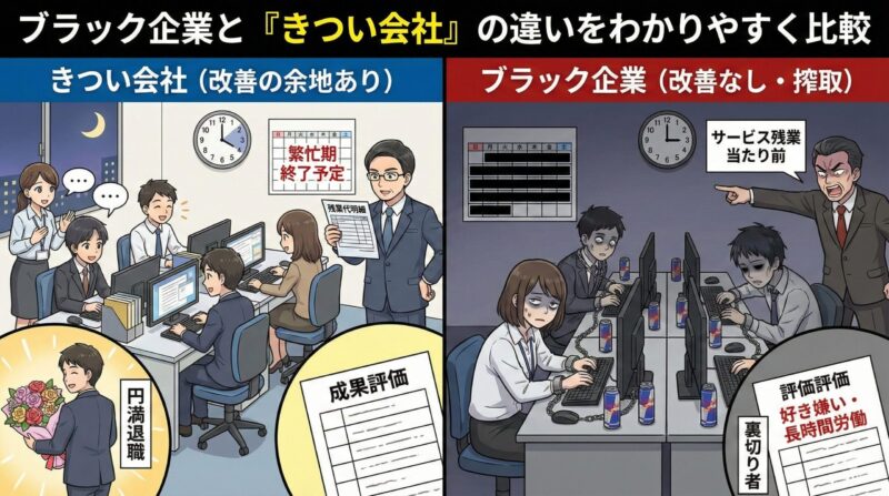 ブラック企業と「きつい会社」の違いをわかりやすく比較