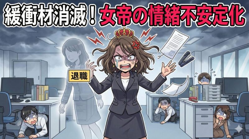 職場の女帝と近衛兵長！退職後に訪れる崩壊の連鎖と対処法：緩衝材消滅！最初に起きる「女帝の情緒不安定化」