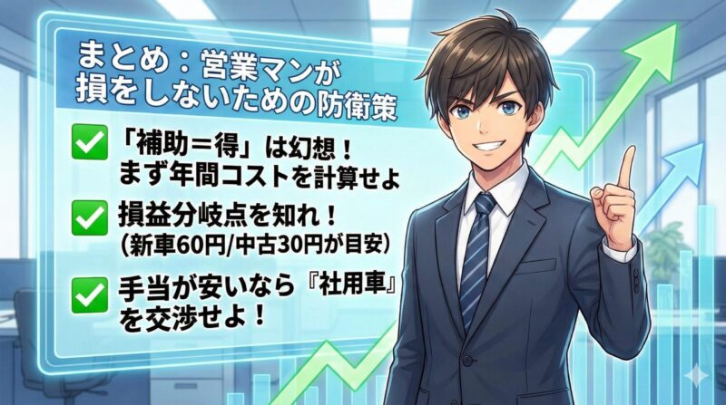 【マイカー制度】社用車と自家用車どっちが正解か？営業マンが損をしないための防衛策