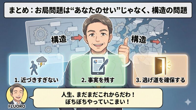 職場の「お局」特徴15選！心理と対処法をブラック企業オヤジが解説：まとめ：お局問題は“あなたのせい”じゃなく、構造の問題