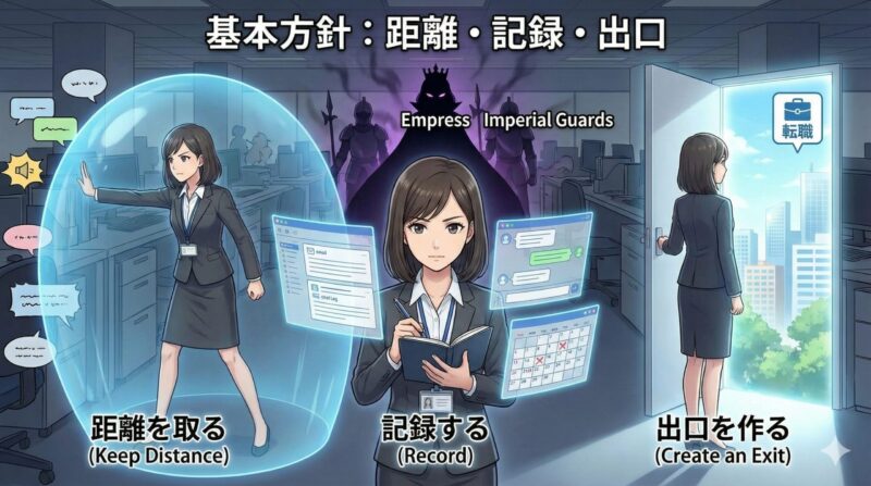 職場の女帝・お局の心理と対処法！取り巻き近衛兵の構造を完全解説：読者向け：女帝構造に巻き込まれたときの基本方針