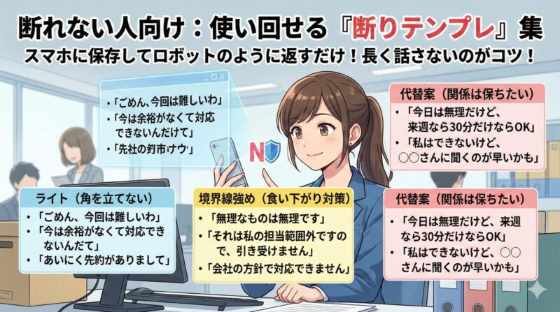絶対に関わったらダメな人!断れない人向け:使い回せる「断りテンプレ」集