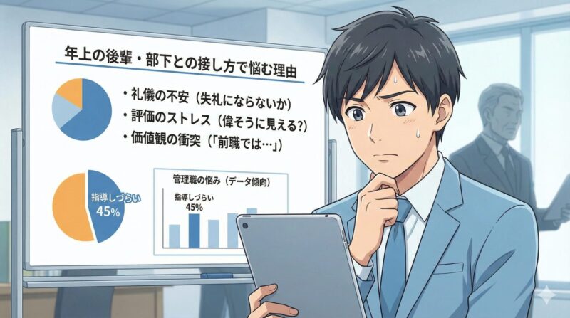 年上の後輩や年上の部下の接し方で悩む理由と背景データ