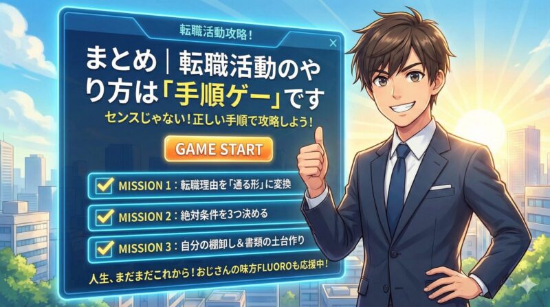 転職活動のやり方おすすめ手順｜30・40・50代が失敗しない王道：まとめ