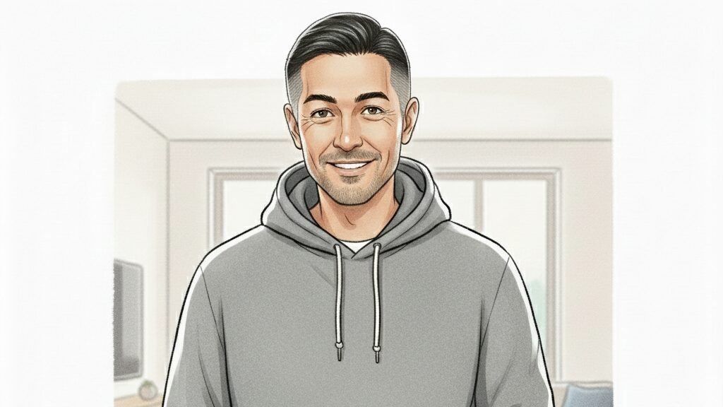 機能性の高い（値段は安い）服を着て散髪に行ったおじさん