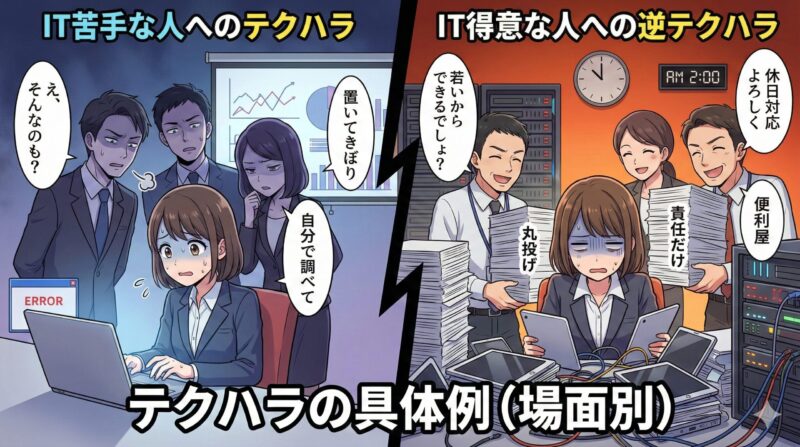 テクハラの具体例（よくある場面別）