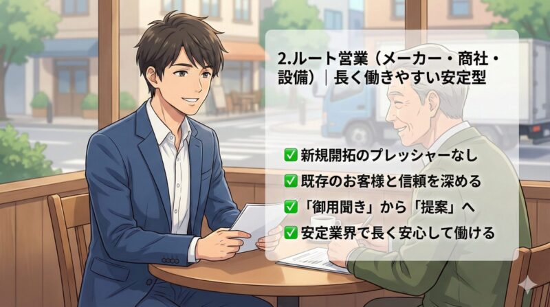ルート営業（メーカー・商社・設備）｜長く働きやすい安定型