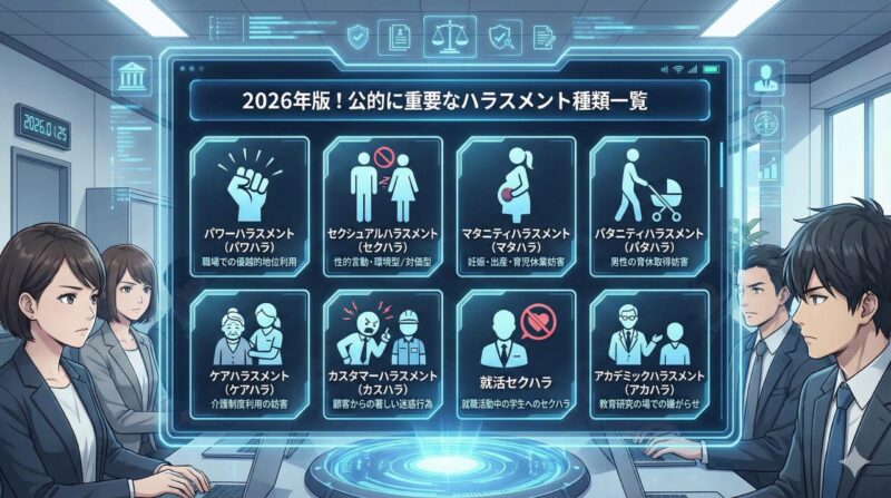 2026年版!公的に重要なハラスメント種類一覧