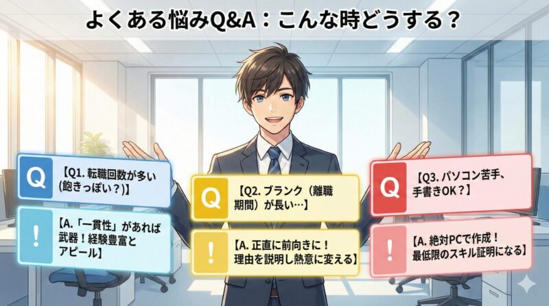 職務経歴書の内容と書き方はこれ!職歴なしでも書ける完全版:よくある悩みQ&A