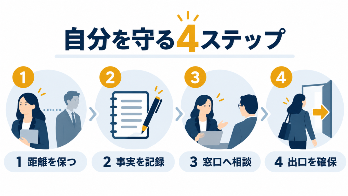 お局から自分を守るための距離・記録・相談・出口の4ステップ