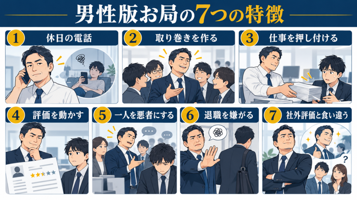 休日の電話や取り巻きなど男性版お局に見られる7つの特徴