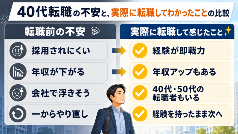 40代転職の不安と実際に転職してわかったメリットの比較
