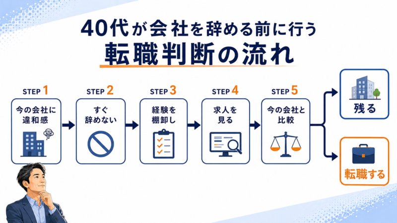 40代が会社を辞める前に行う転職判断の流れ