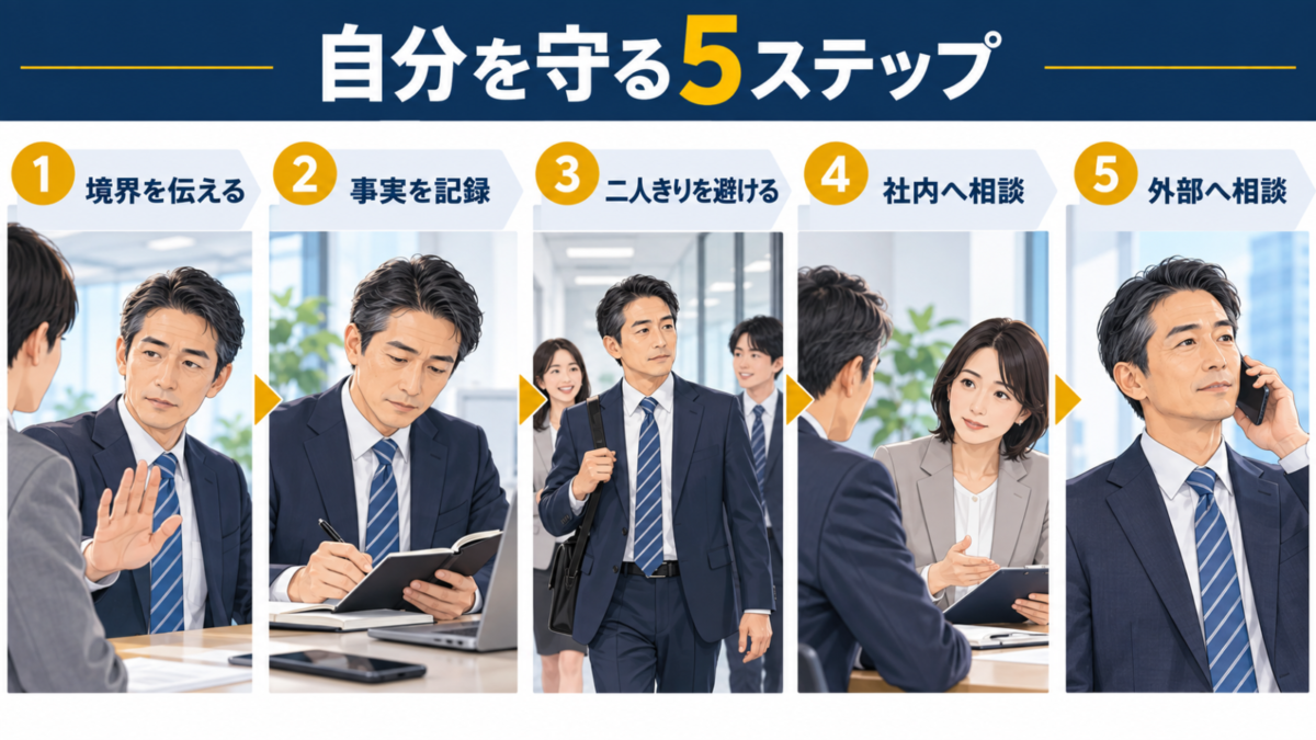 境界を伝え記録し社内外へ相談する逆セクハラ対処の5ステップ