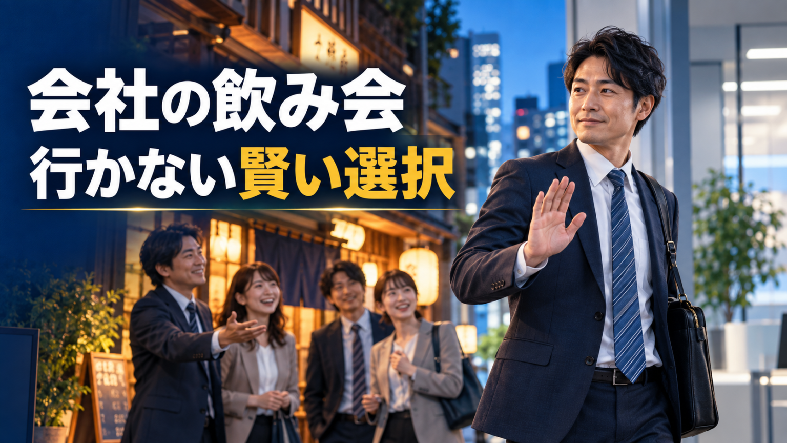 会社の飲み会を断る男性会社員と男性版お局への対処