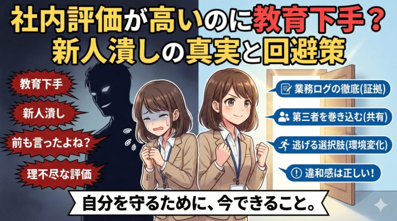 社内評価が高いのに教育下手？新人潰しの真実と回避策を公開
