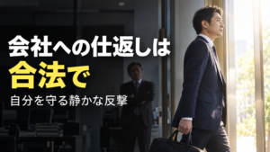 暗いオフィスから明るい出口へ静かに歩く40代男性会社員