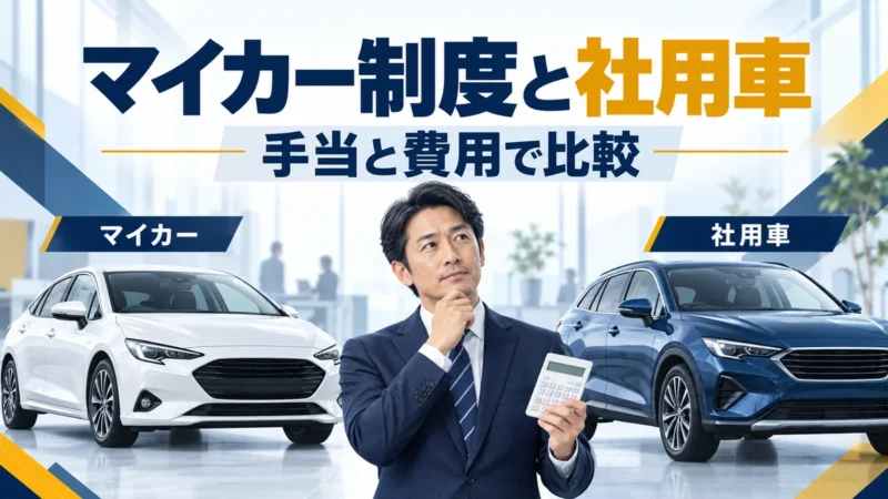 マイカーと社用車の手当・費用を比較する40代の日本人営業職