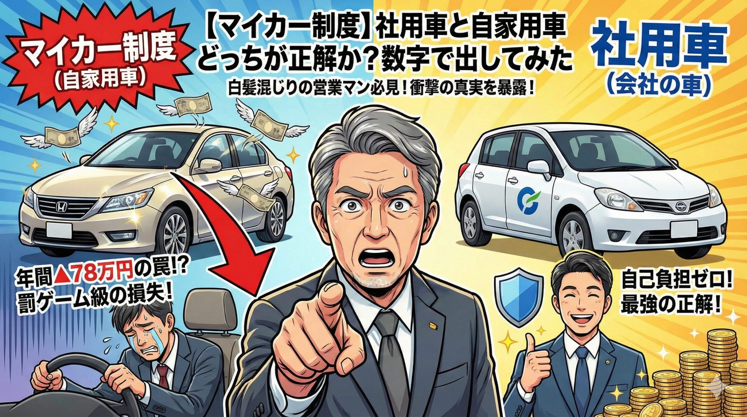 【マイカー制度】社用車と自家用車どっちが正解か？数字で出してみた