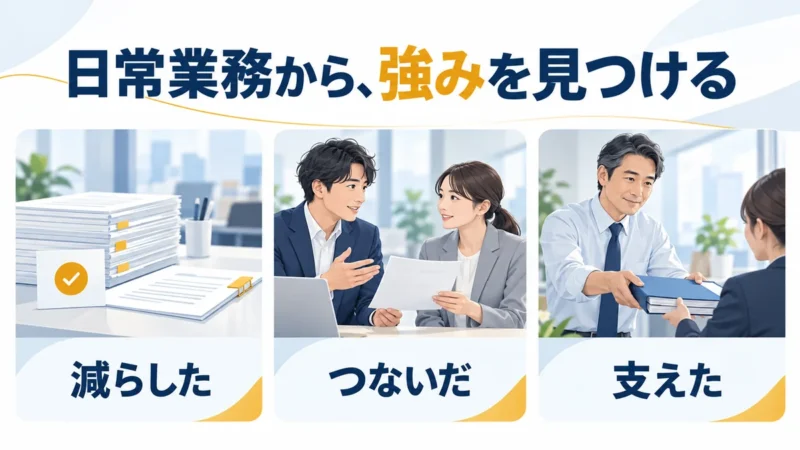 日常業務の経験を減らした・つないだ・支えたの三つの視点で振り返る