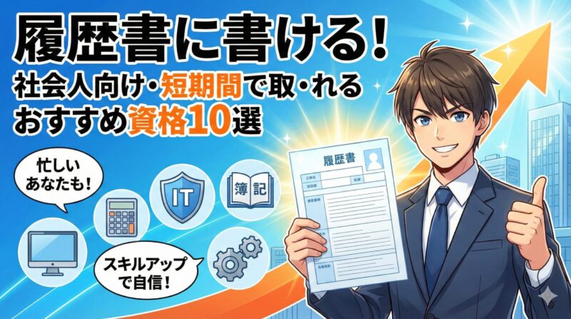 履歴書に書ける役立つ資格｜社会人向け短期間で取れるおすすめ10選