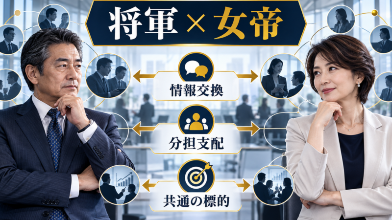 将軍と女帝が情報交換・分担支配・共通の標的で連携する3パターン
