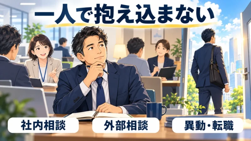 社内相談、外部相談、異動や転職の選択肢を考える日本人会社員